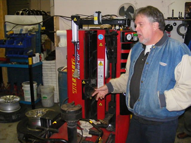 Paul Levasseur with Italian tire machine